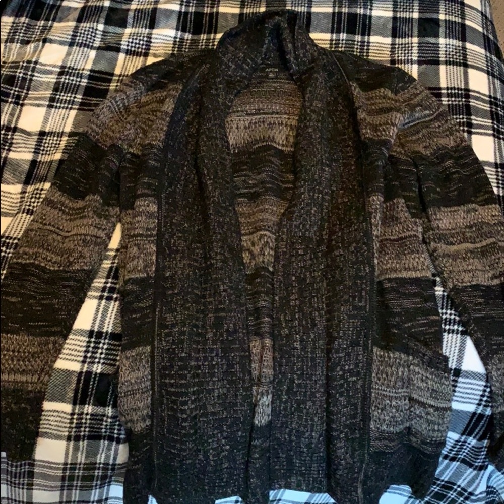 Black brown striped cardigan